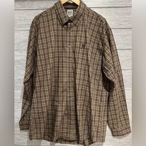 Cinch Mens Shirt Large L Button-up Long Sleeve Brown Plaid Used